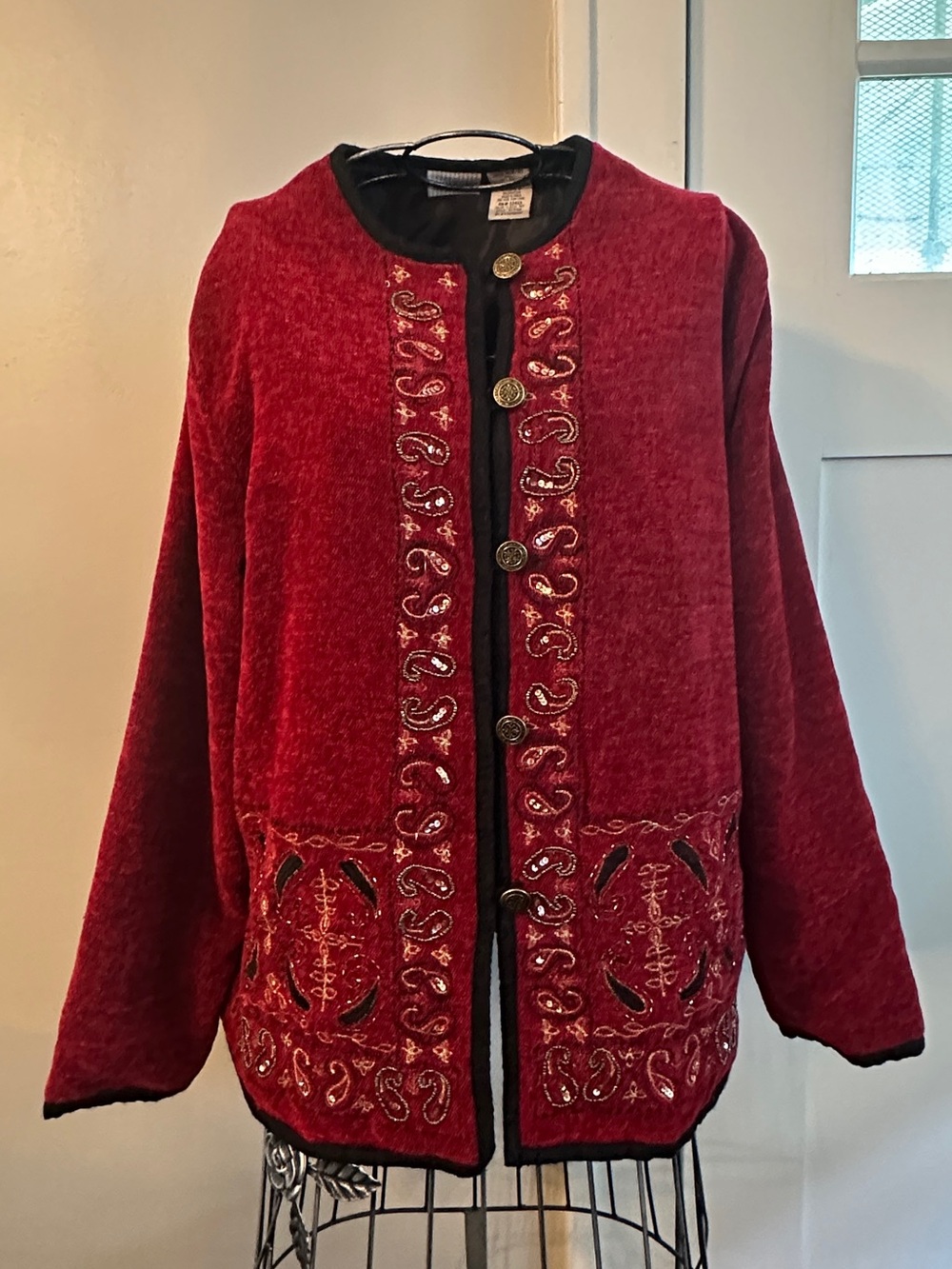 White Stag Deep Red Embroidered Button Jacket